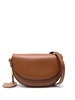 STELLA MCCARTNEY Camel Brown Faux Leather Shoulder Handbag with Gold-Tone Hardware and Lace-Up Detailing