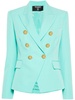 BALMAIN Mint Green Virgin Wool Double-Breasted Jacket