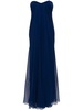 ALEXANDER MCQUEEN Navy Blue Silk Draped Bustier Dress