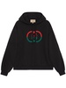 Black Hoodie with Interlocking G Print in Cotton Man