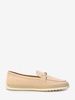 TOD'S Nude Suede Loafers with Raffia Insert and Double T Ring Accessory