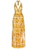 Majolica-print silk maxi dress