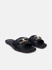 BLACK LEATHER SLIPPERS