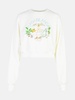 'CROP' WHITE COTTON SWEATSHIRT