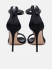 'SCARLET STRATOSPHERE' BLACK SATIN SANDALS