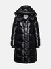 Black nylon long down jacket