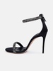 'SCARLET STRATOSPHERE' BLACK SATIN SANDALS