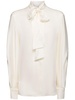 Bow neck satin shirt