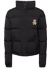 Nylon teddy bear patch puffer jacket