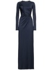 Ruched fluid jersey long dress