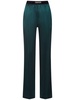 Stretch silk satin straight pants