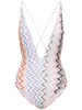 Chevron lurex zigzag one piece swimsuit