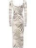 Zebra printed viscose devoré long dress