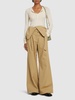 Twill fold-over flared trench pants