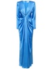 Draped light satin long dress