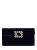 Velvet clutch w/embellished buckle