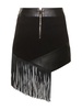 Fringed leather mini skirt