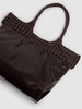 Elma leather & cotton top handle bag