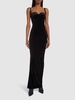 Fluid velvet jersey bustier long dress