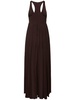 Stretch jersey flared long dress