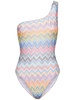 Lurex printed one shoulder swimsuit