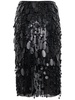 Fringed & sequined midi skirt