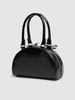 Mini leather curved top handle bag