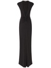 Stretch sable jersey draped long dress