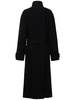 Belted long wool wrap coat