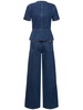 Buttoned denim long jumpsuit