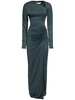 Slash-neck jersey gown