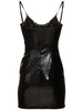 Faux patent leather mini dress