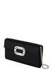 Crystal buckle satin envelope clutch