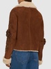 Embroidered suede shearling jacket