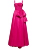 Draped taffeta square neck long dress