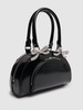 Mini leather curved top handle bag