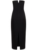 Strapless stretch wool & silk midi dress