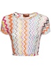 Chevron lurex zig zag s/s crop top