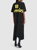 Pleated tech t-shirt dress w/ logo