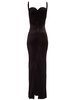 Fluid velvet jersey bustier long dress