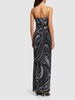 Printed silk crepe v-neck long dress