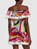 Iride printed off-shoulder mini dress