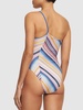 Striped knit one-piece swimsuit