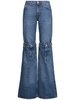 Open-knee cotton straight jeans