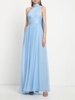 One shoulder draped chiffon long dress