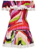 Iride printed off-shoulder mini dress