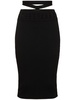 Stretch viscose knit midi skirt