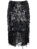 Fringed & sequined midi skirt