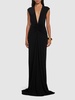 Stretch sable jersey draped long dress