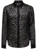 Leopard print silk blend satin shirt